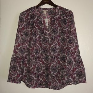 J Crew paisley print blouse with bell sleeves